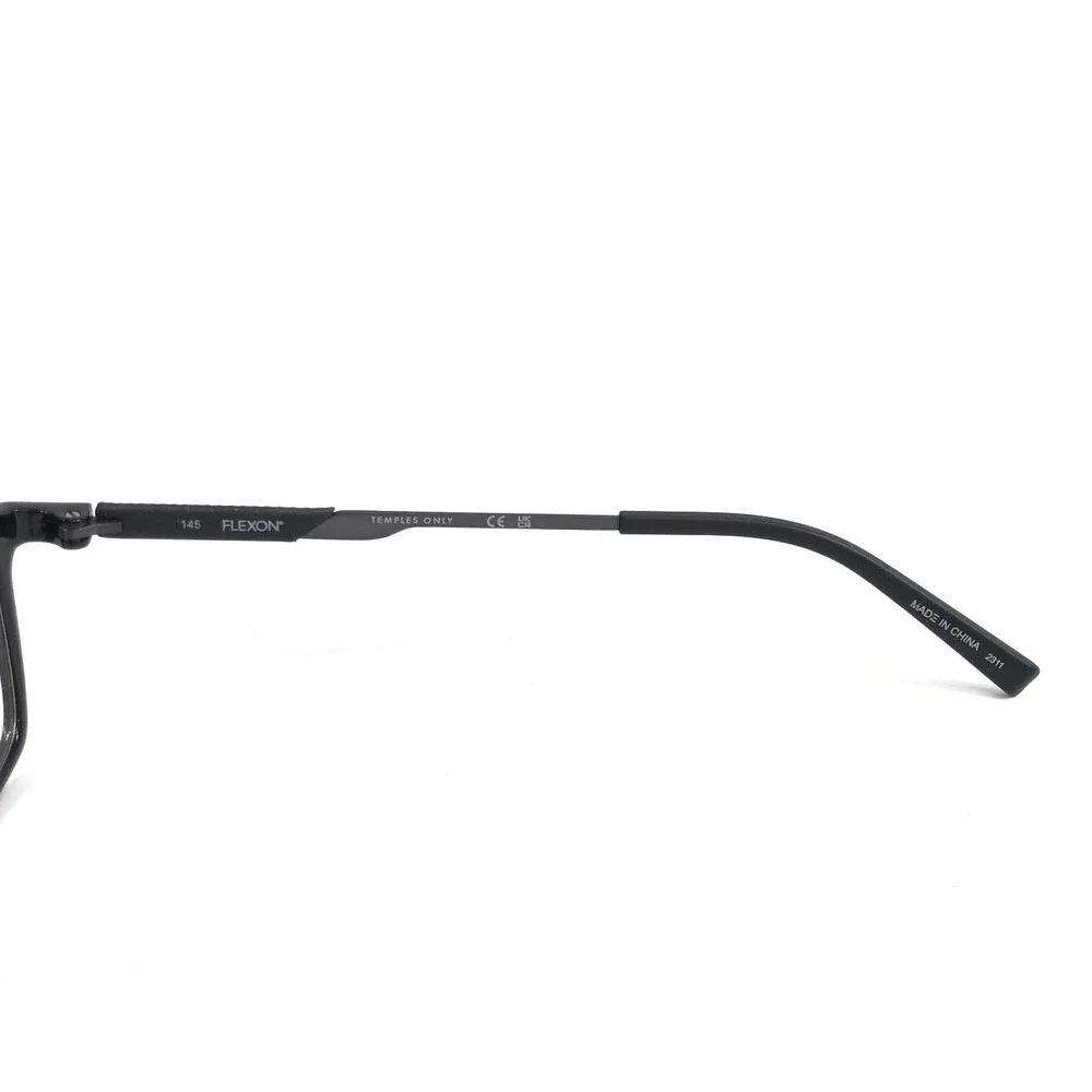 Flexon Eyeglasses Frames EP8021 001 Shiny Black Gray Rectangle 54-18-145
